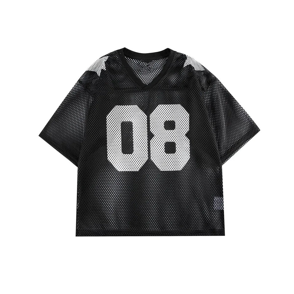 Black loose fit half sleeve shirt with white letter print pattern on front