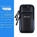 Unisex waterproof anti-theft arm bag for running, shown in black gray with arm strap