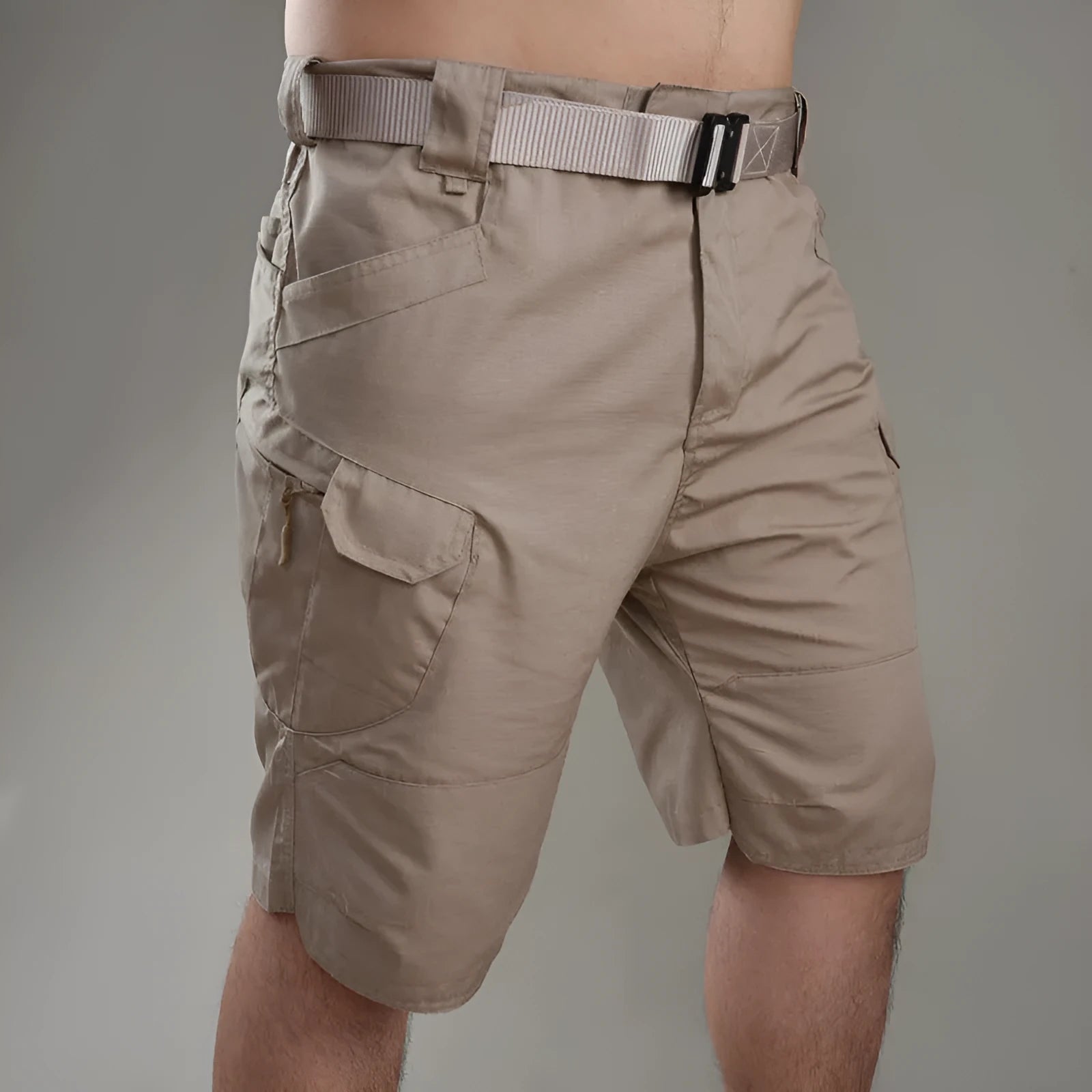 Men's cotton blend tactical shorts in camouflage pattern for outdoor hiking.