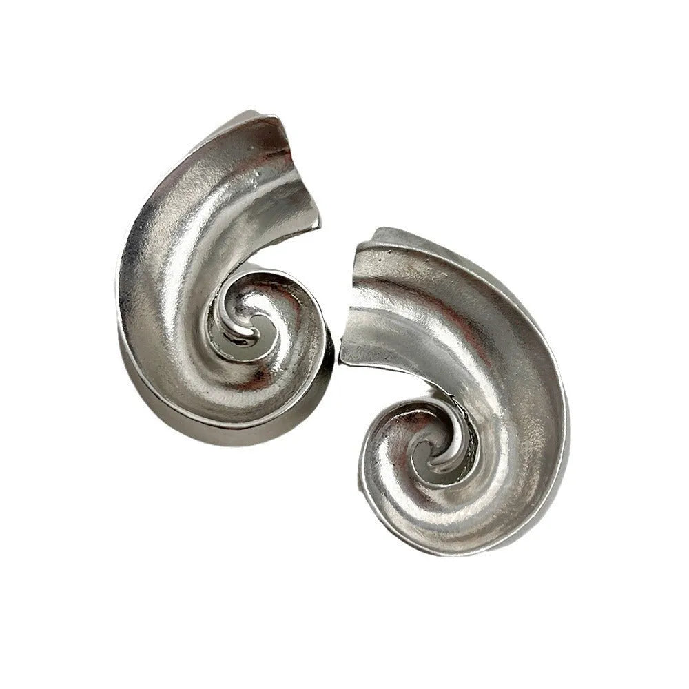 Geometric alloy ear studs with 5cm length in gold or silver electroplated finish