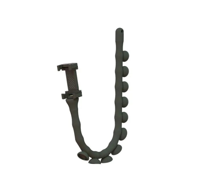 Black flexible mobile phone holder with 62cm gooseneck arm extended from suction cup base