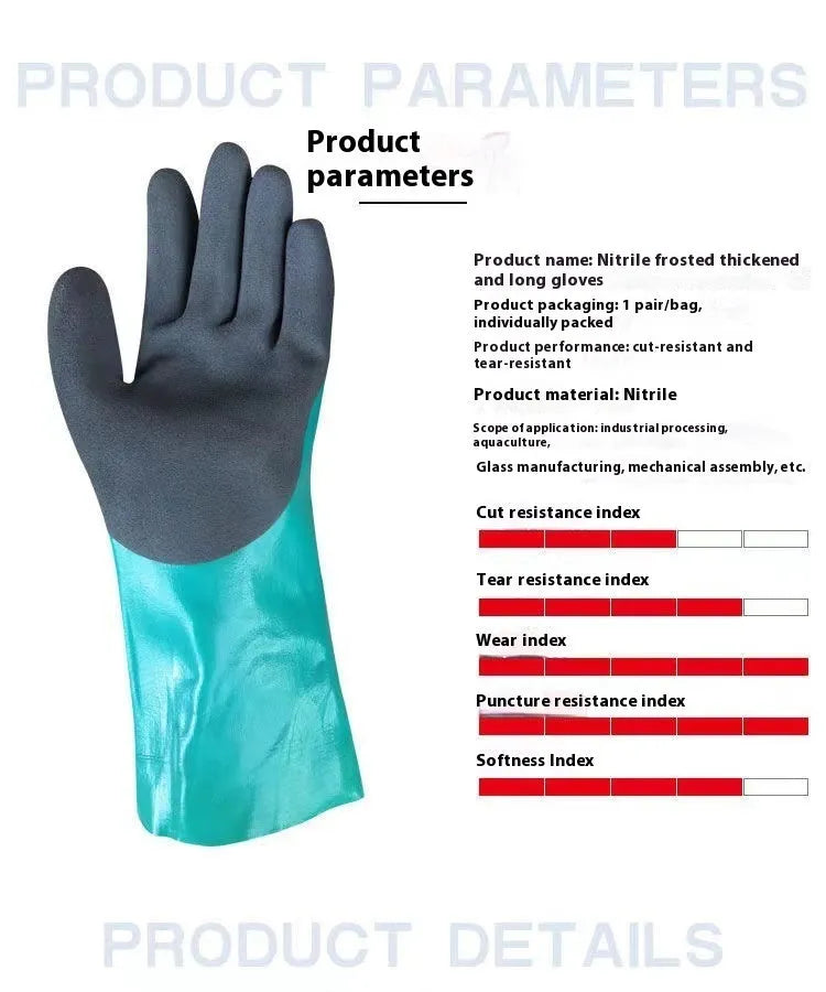 Women's navy blue extended length nitrile gloves for fishing and marine protection