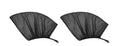 Black polyester mesh car window sunshade with elastic band, sizes 100x54cm to 113x50cm, UV mosquito dust shield