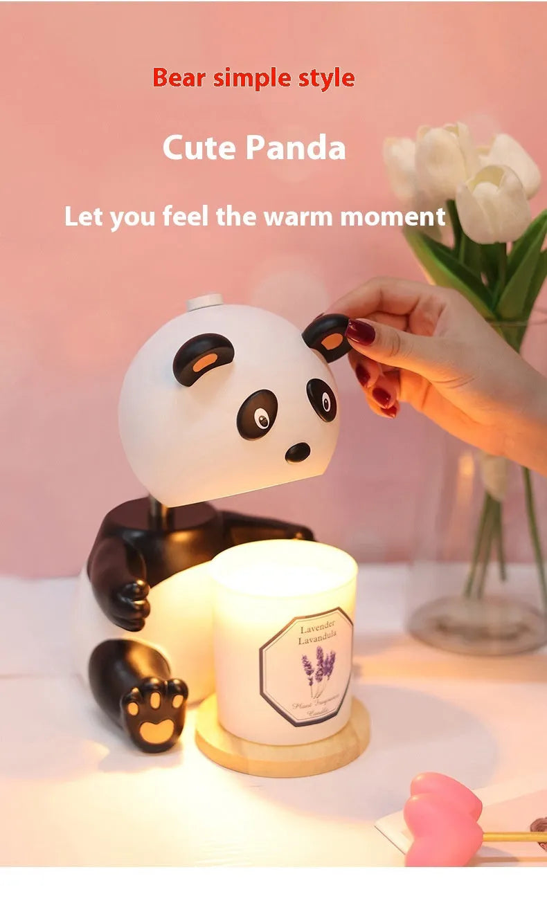 Panda aromatherapy wax home table lamp with soft night light and timer, modern simplicity style