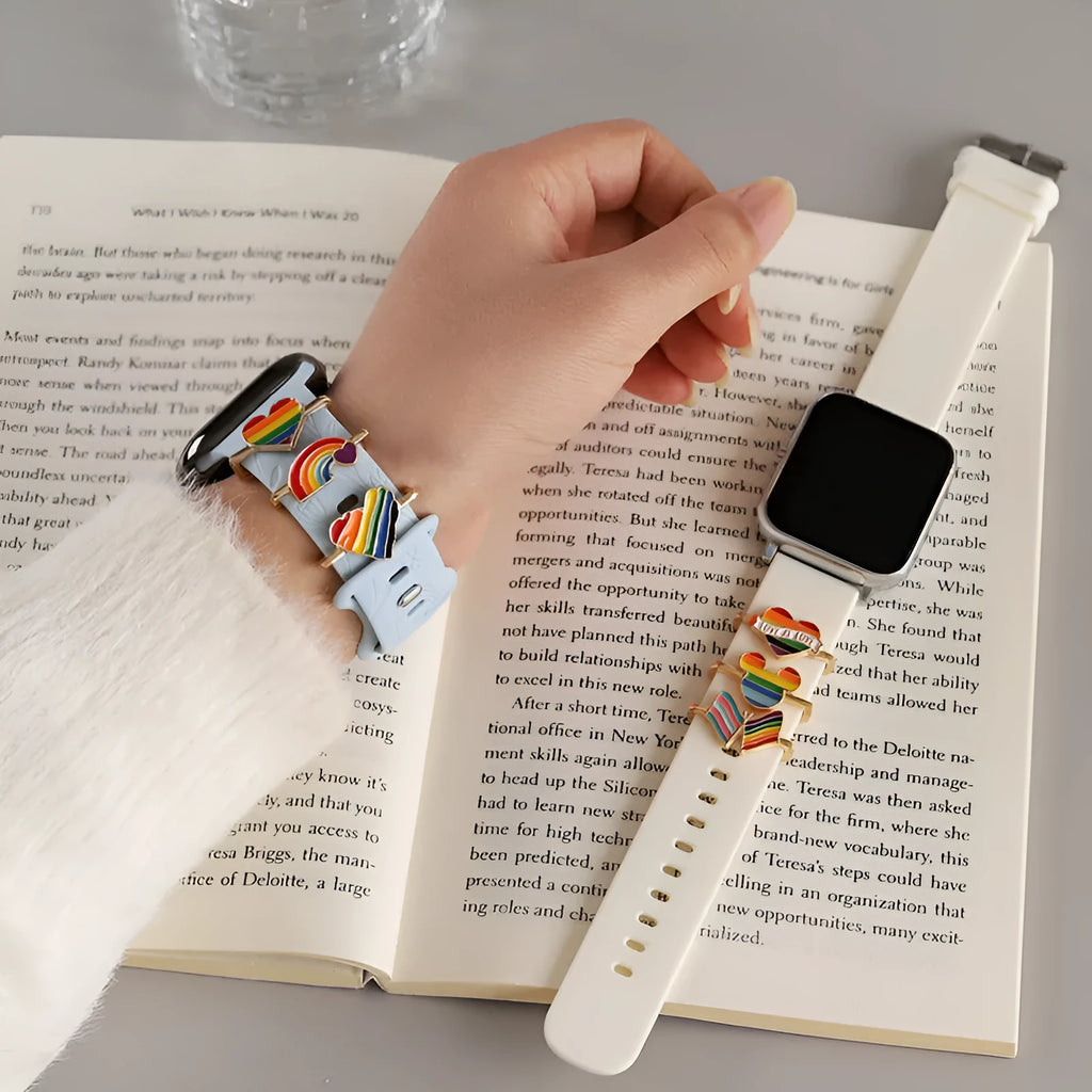 Apple Watch cartoon rainbow love metal wall clock band simple style table buckle close up