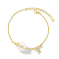 Women's silver bracelet with gold plating and white chalcedony starry sky design