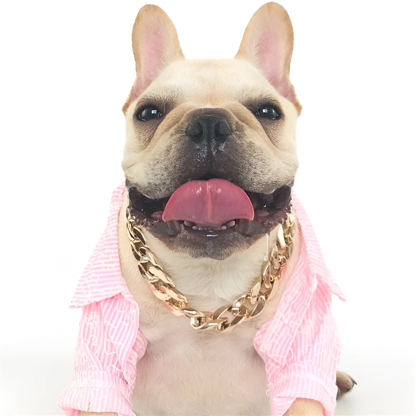 Gold colour geometric pendant dog collar with twisted chain adjustable 21-50cm