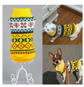 Acrylic dog sweater in yellow on a dog, pullover style, casual fit for small to large breeds