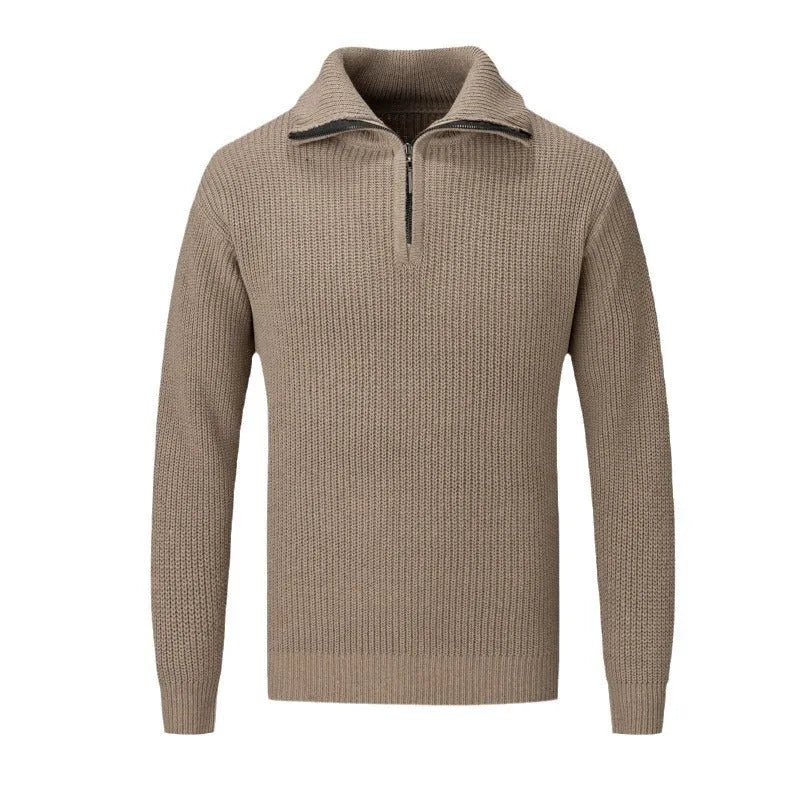 Men's solid colour slim fit pullover sweater for autumn and winter casual wear.