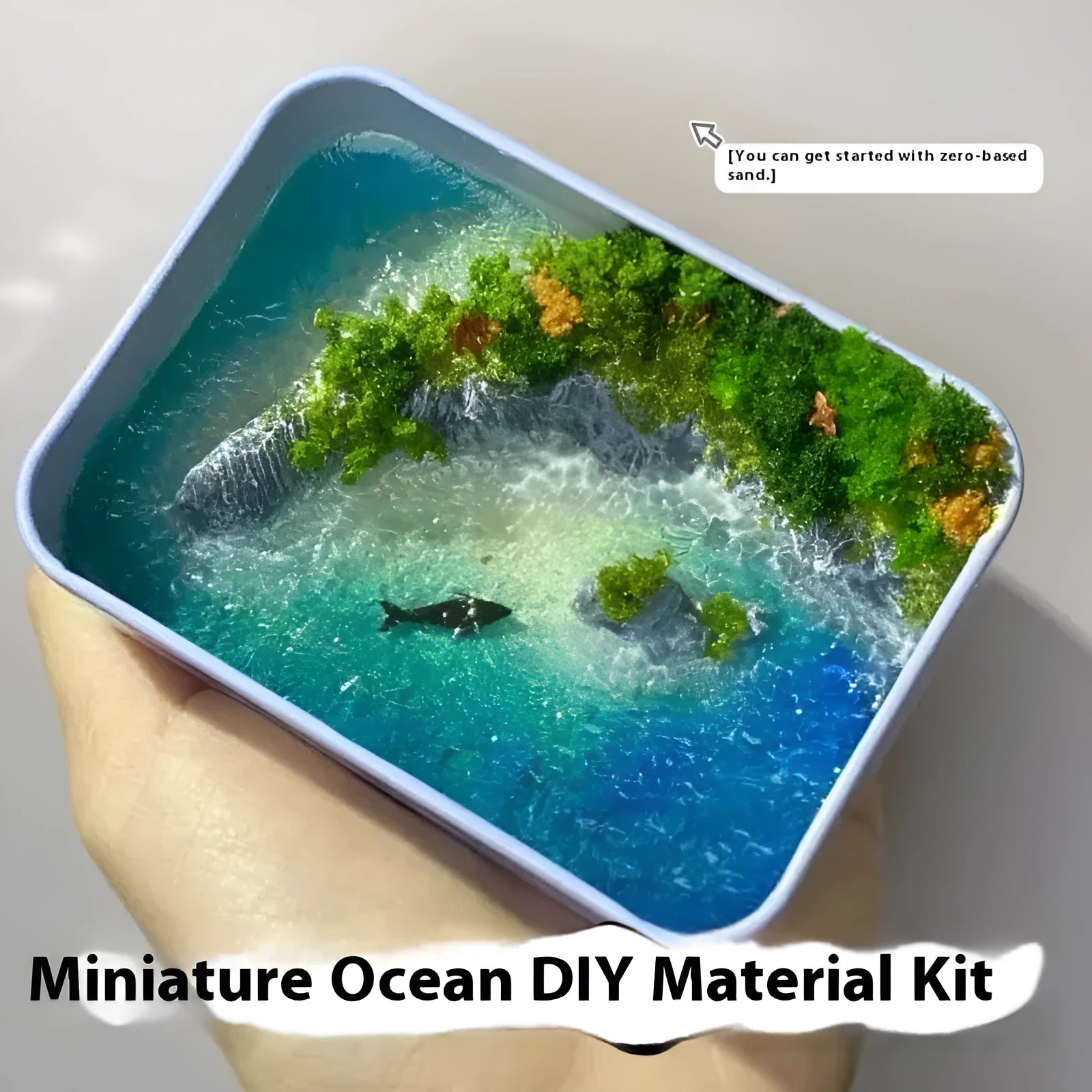 DIY marine landscape handmade model ornaments with bamboo construction and whale figures