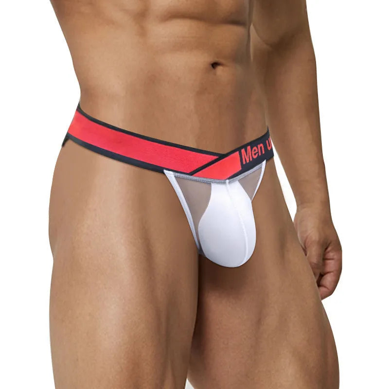Men's transparent ice silk breathable underwear with large V gradient high fork design in solid colours