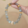 Grey moonstone bracelet for women with 8mm round beads in half-bracelet design