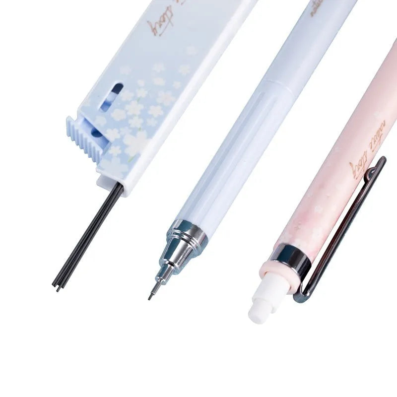 Three 0.5mm Sakura cartoon automatic pencils with HB refill boxes