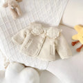 Children's fleece-lined lapel jacket in milky white, single-breasted, thickened, 80-130cm