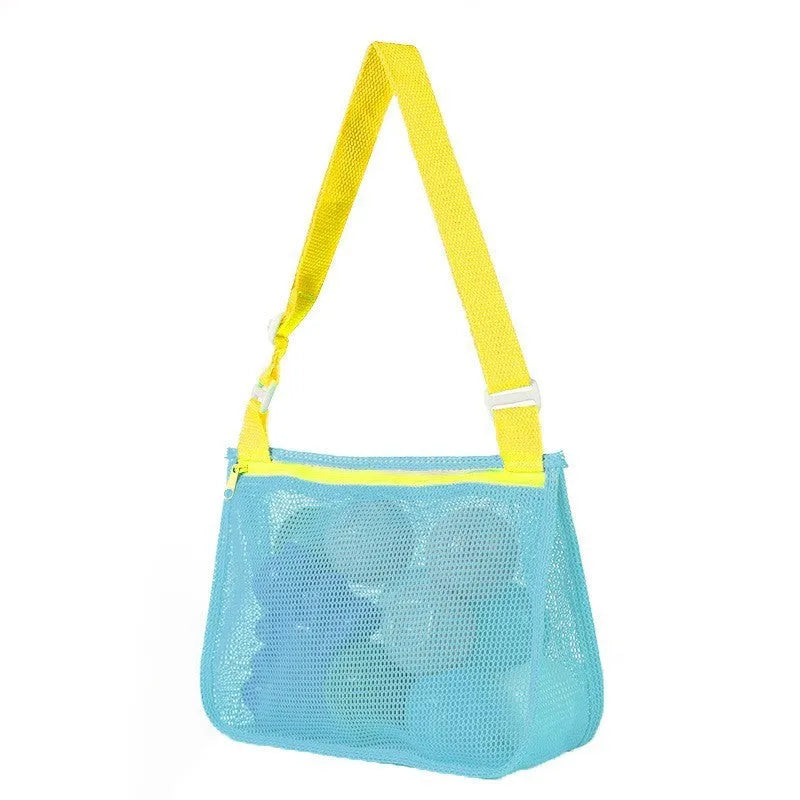 Blue nylon mesh children's travel storage bag with sealing function, 20x25x8 cm dimensions