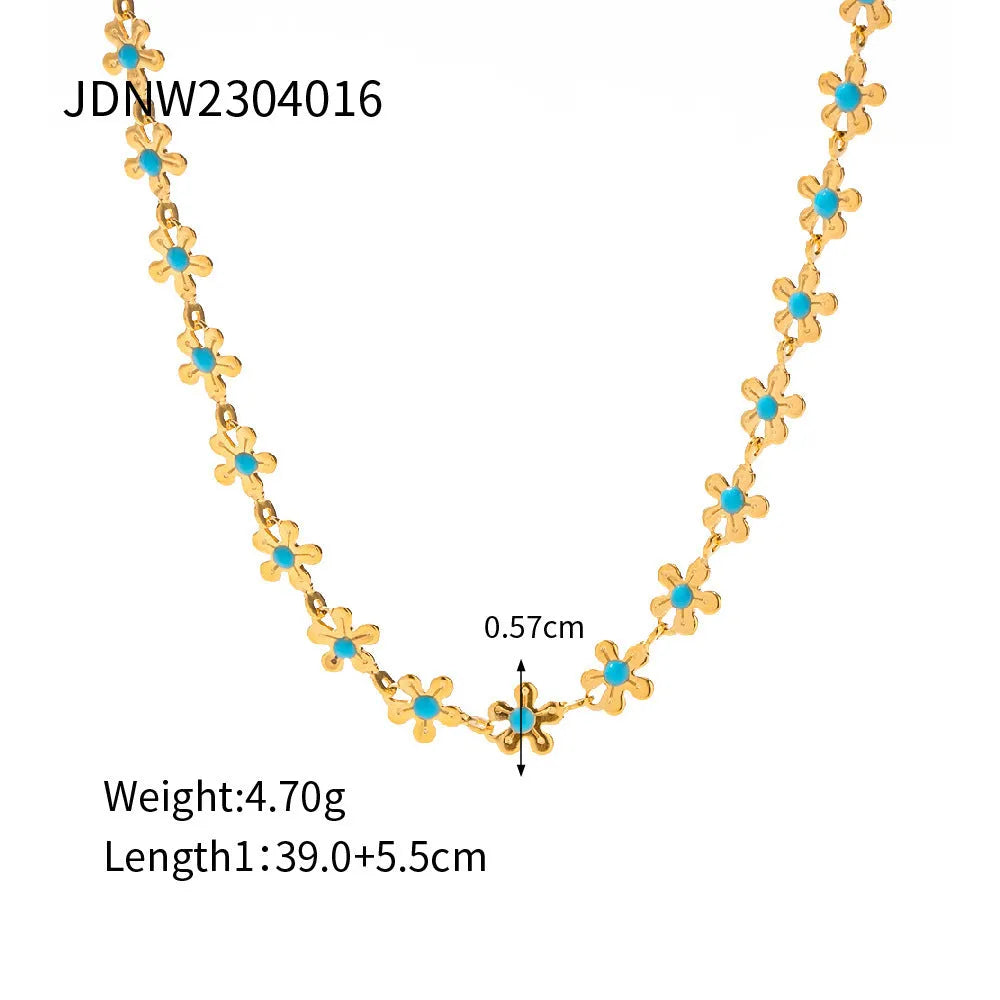 Oil-spot glaze flower necklace or bracelet with O-ring chain, stainless steel and titanium steel pendant