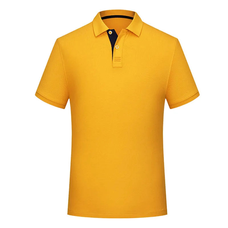 Solid colour cotton polo collar casual T-shirt with short sleeves in white, red, grey, black and other colours, sizes S to 4XL