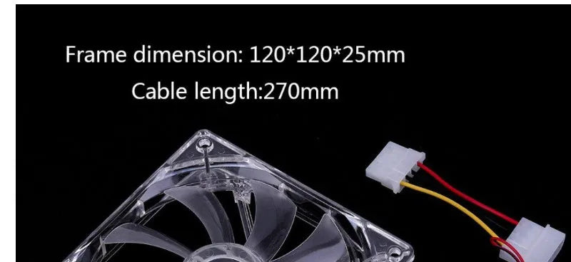 120mm blue LED PC cooling fan with 4-pin connector and 30cm cable