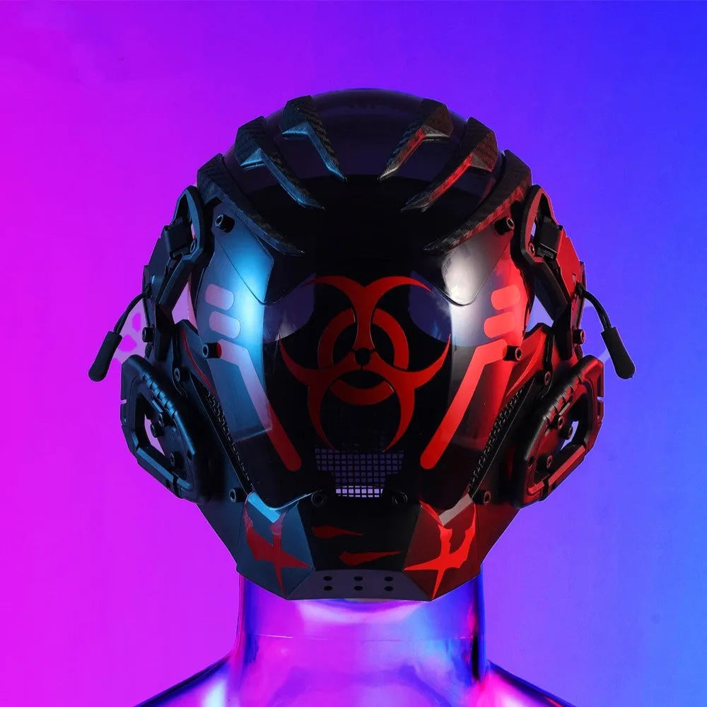 Black Bioweapon tech-style full face helmet prop, CYBER04 model