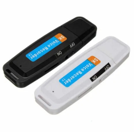 SK-001 black and white creative USB flash drive with plastic casing on a white background.