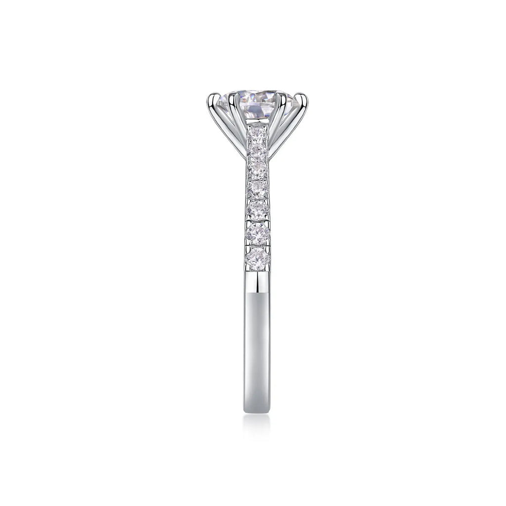 1-carat moissanite wedding ring set, S925 silver platinum plated, gift box, ring sizes 5-9