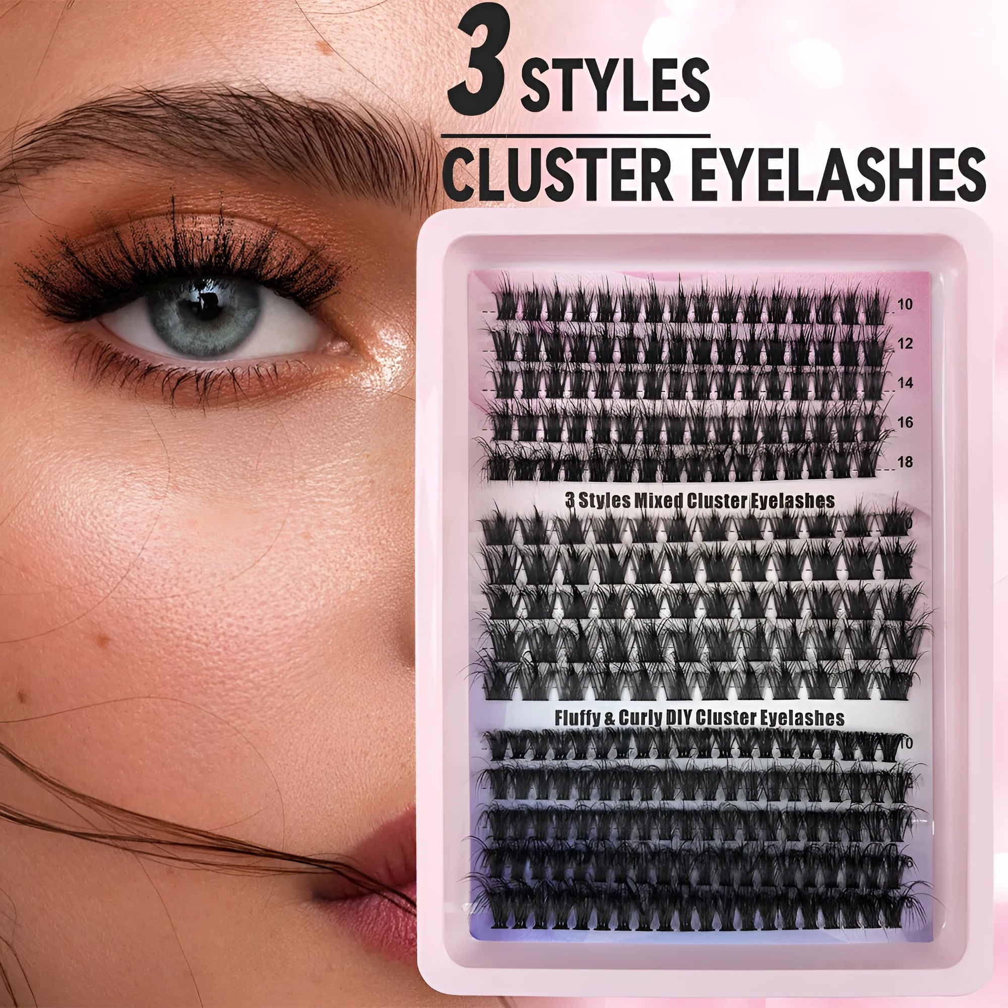 Large capacity high imitation material false eyelash storage box for messy style lashes, dimensions 13.7cm by 13.5cm.