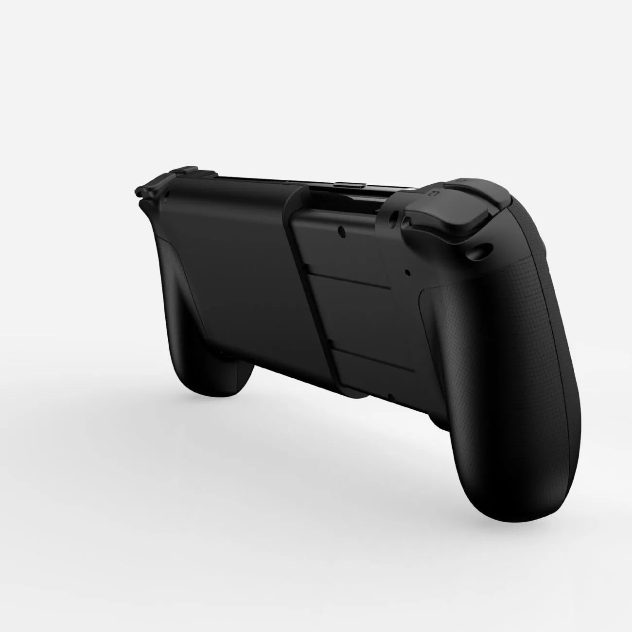 Bluetooth stretching mobile game controller holding smartphone with physical buttons and Type-C port