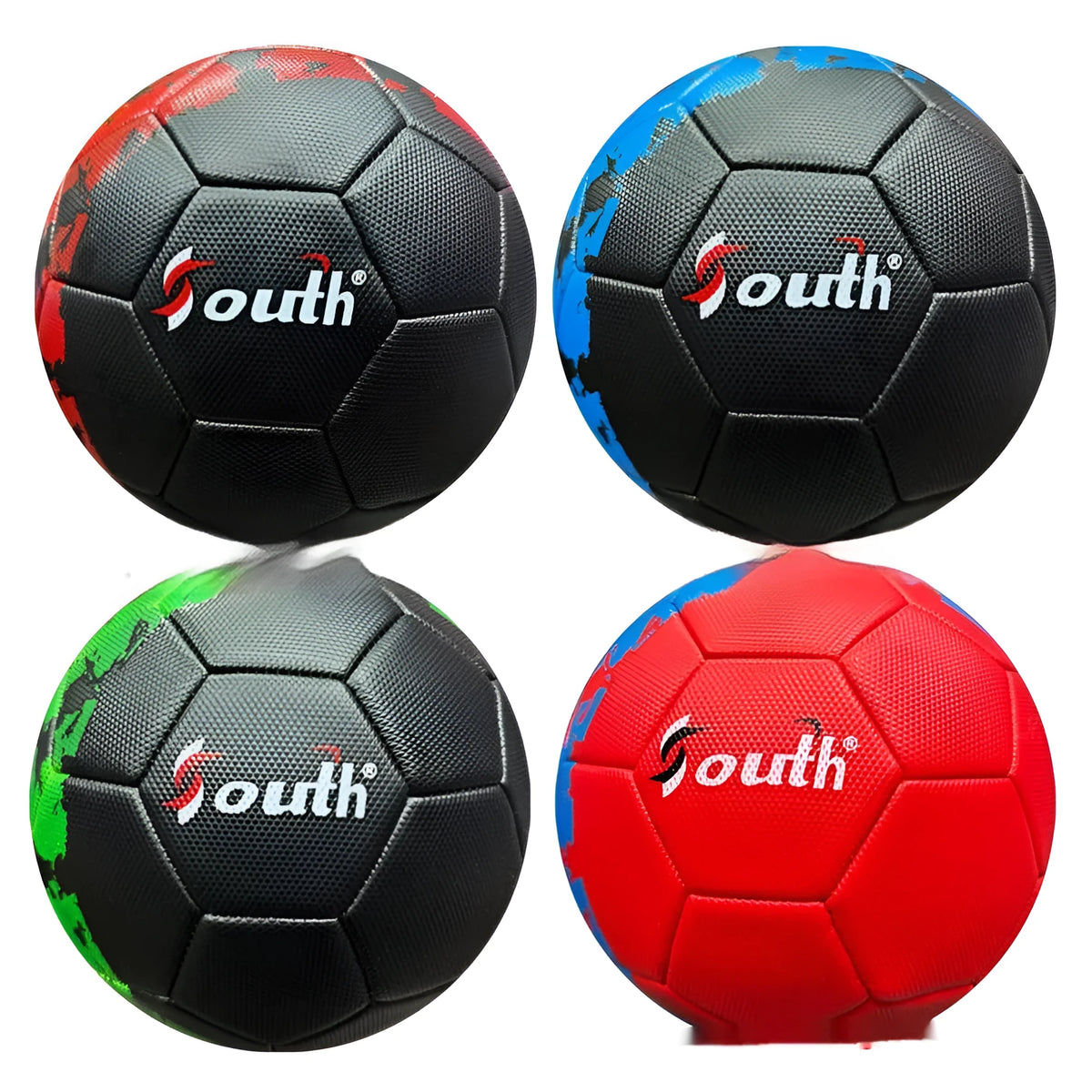 No 5 PVC machine sewn football in black and blue for training competition children outdoor