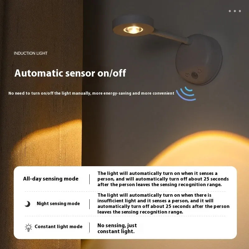 Geometric rechargeable wall spotlight with wiring-free installation in black finish