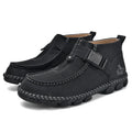 Handmade stitching casual flat bottom slip on lazy shoes in black synthetic leather