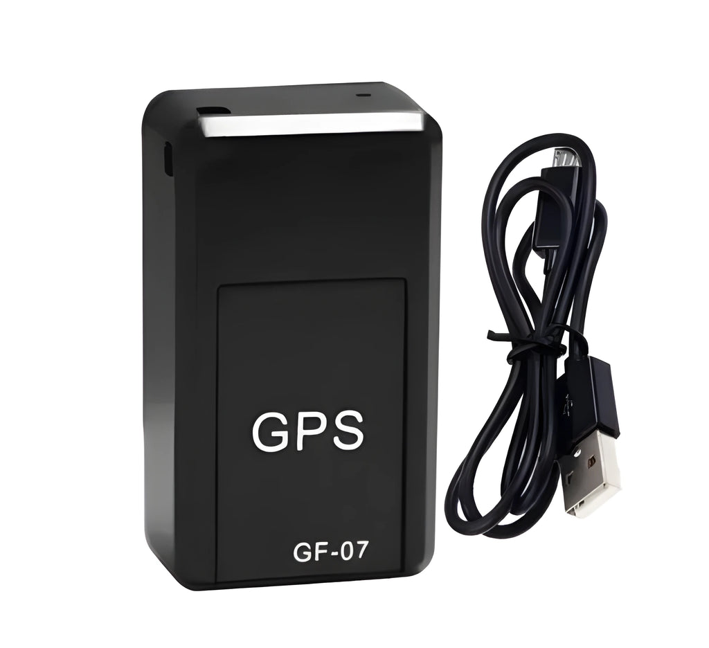 Black anti-loss GPS magnetic tracker with USB cable, compact 35x20x14mm ABS device for car anti-theft