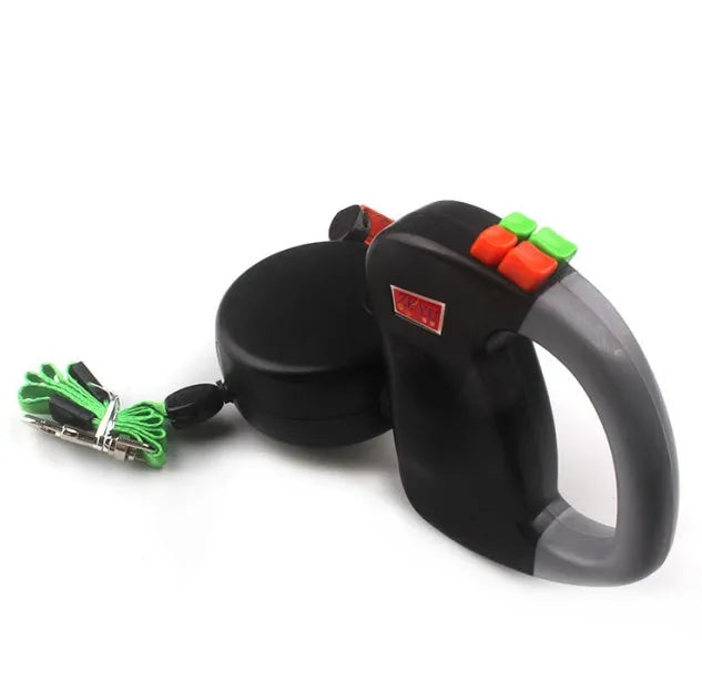 Retractable dog walking leash with 3 metre nylon rope, automatic mechanism, shown in black, pink, or grey