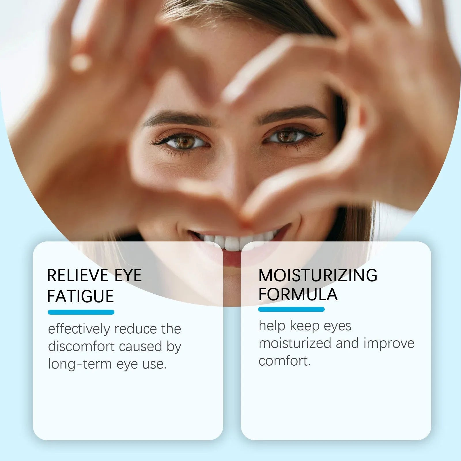 Bottle of moisturising eye drops with mint leaf and sodium hyaluronate for gentle eye care