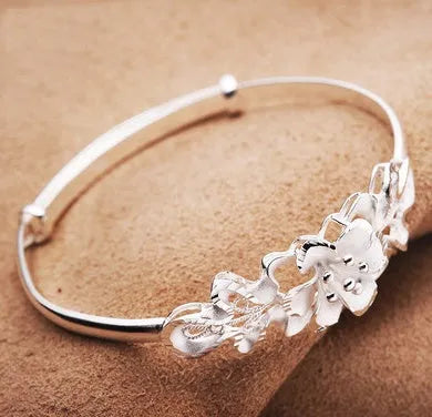 Sweet Bauhinia adjustable copper bracelet with floral bauhinia flower design for women