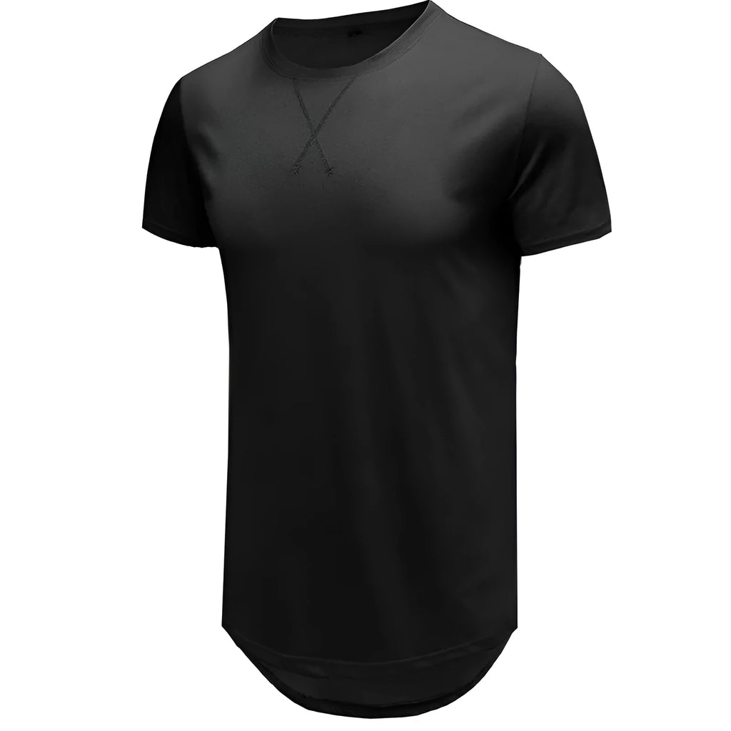 Men's slim fit cotton short-sleeved T-shirt in Hip Hop style, shown in multiple colour options.