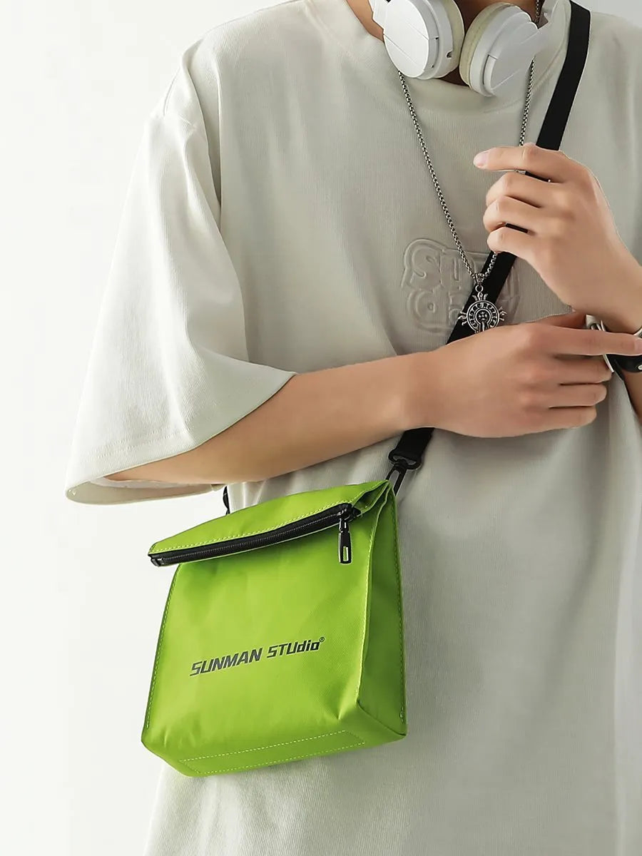 Street trend messenger backpack with sewing line detailing in bends and hitches colour option
