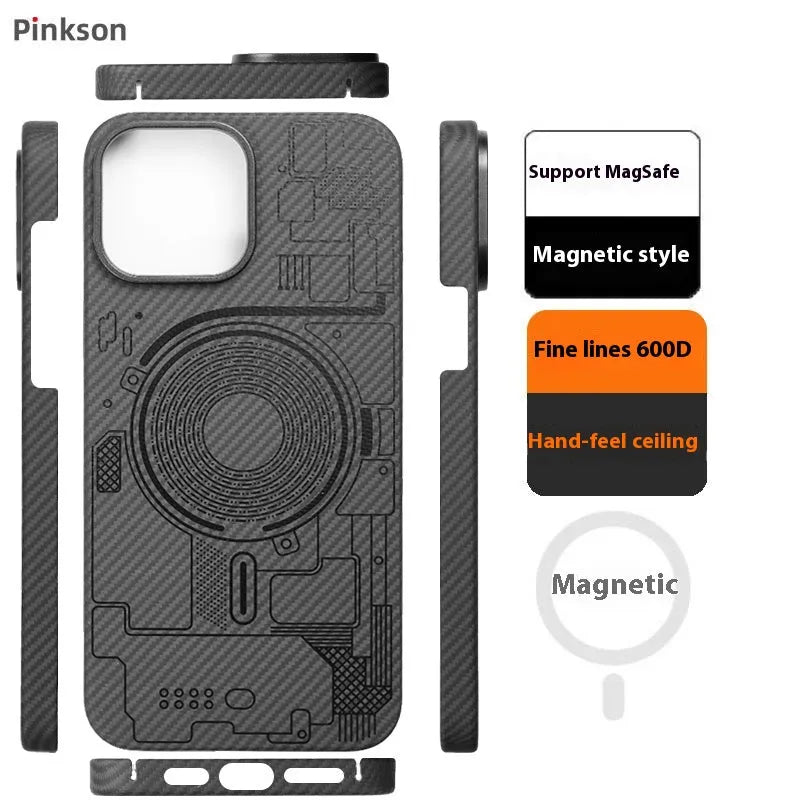 Ultra-thin frosted aramid fibre phone case for iPhone 12 series in black, red and agate styles