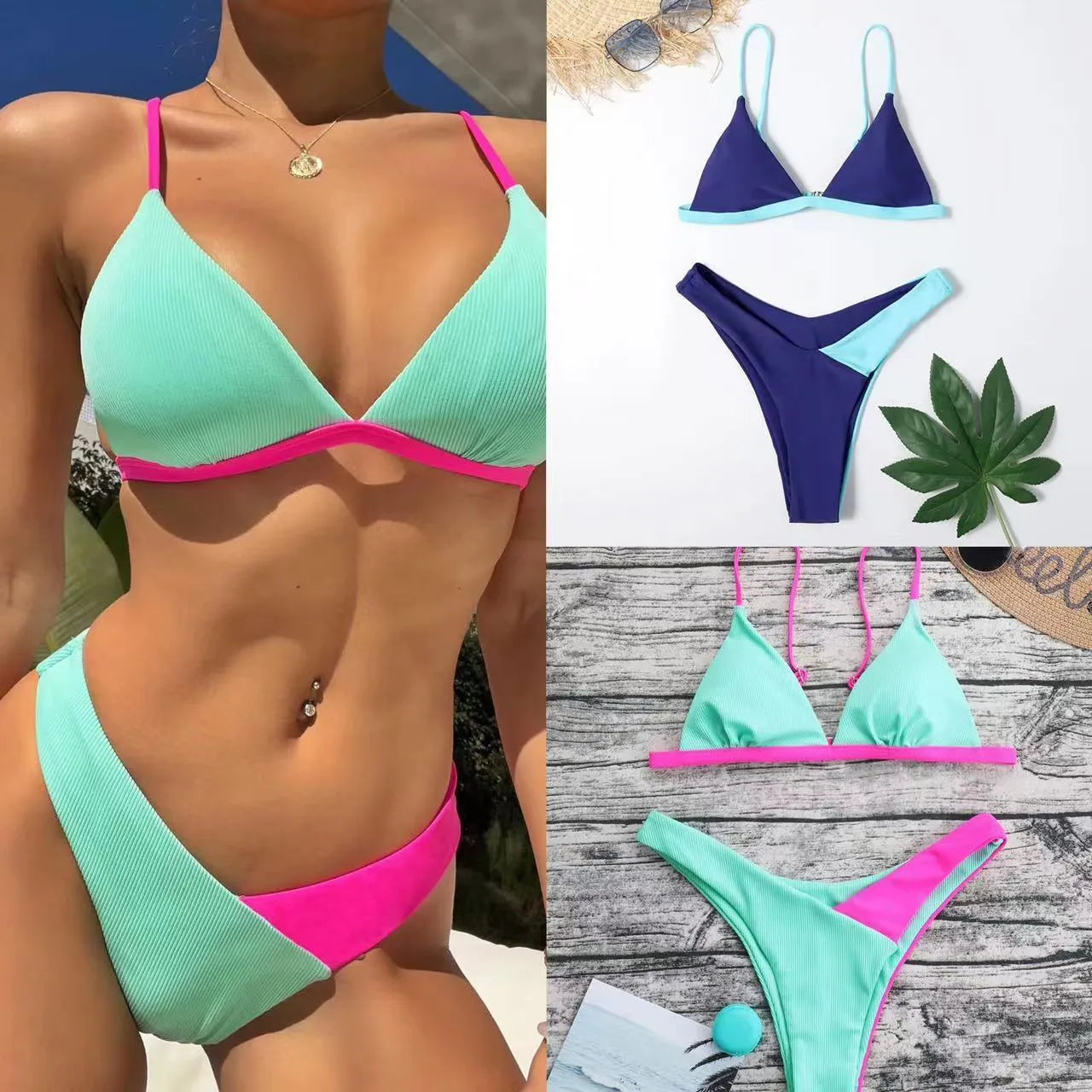 Women's brief style swimsuit bikini set in European American fashion style