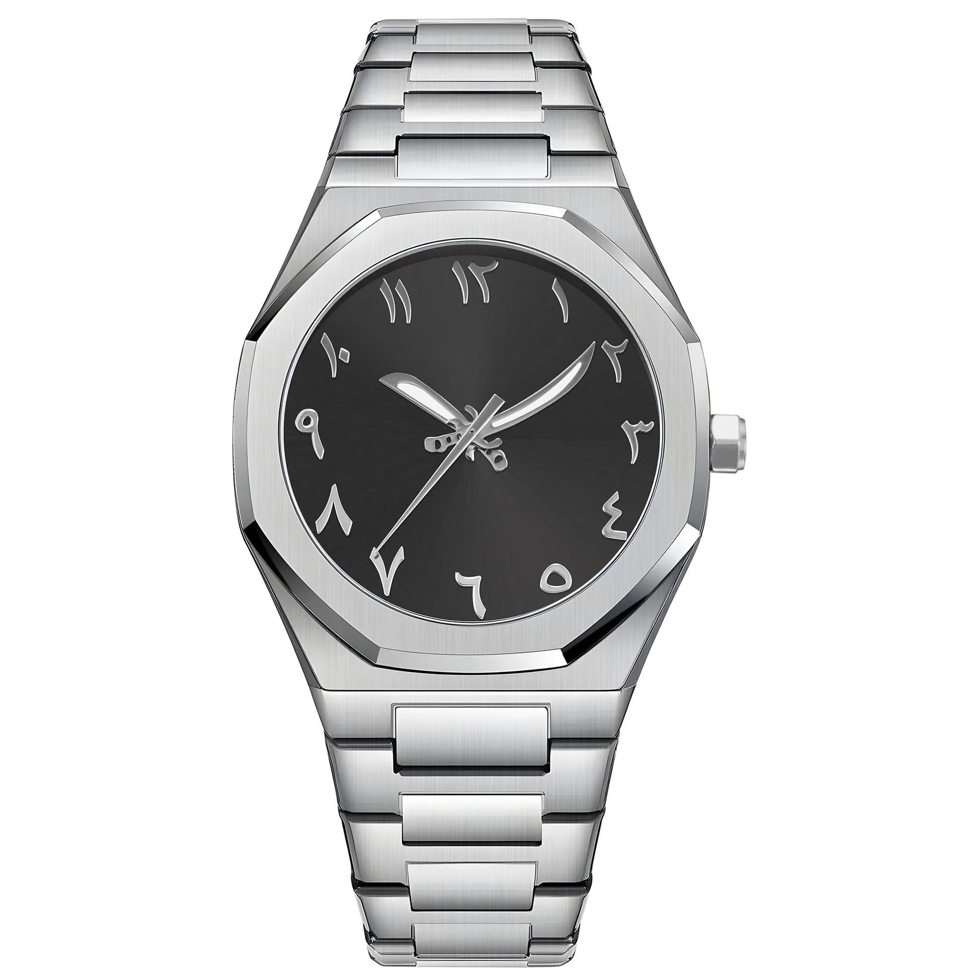 Men's business casual stainless steel quartz watch with 10mm thickness on wrist