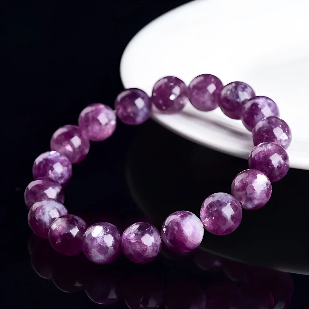 Grandmother crystal bracelet with geometric purple beads in Korean style design