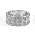 Sterling silver geometric ring with high-grade zircon inlay and freshwater pearl, sizes 5 to 9