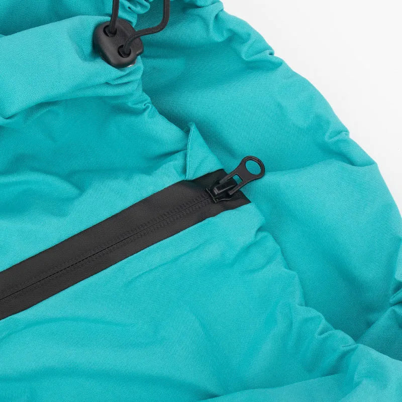 Medium large dog wearing red waterproof four-legged breathable polyester raincoat