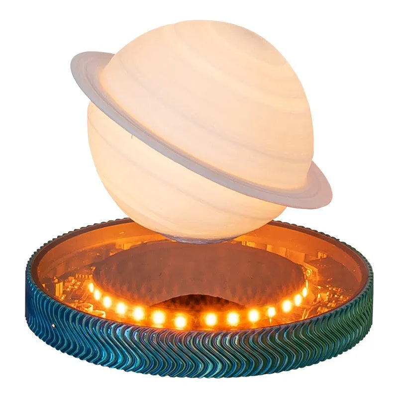 Small magnetic suspension night lamp with floating 3D printed celestial decoration