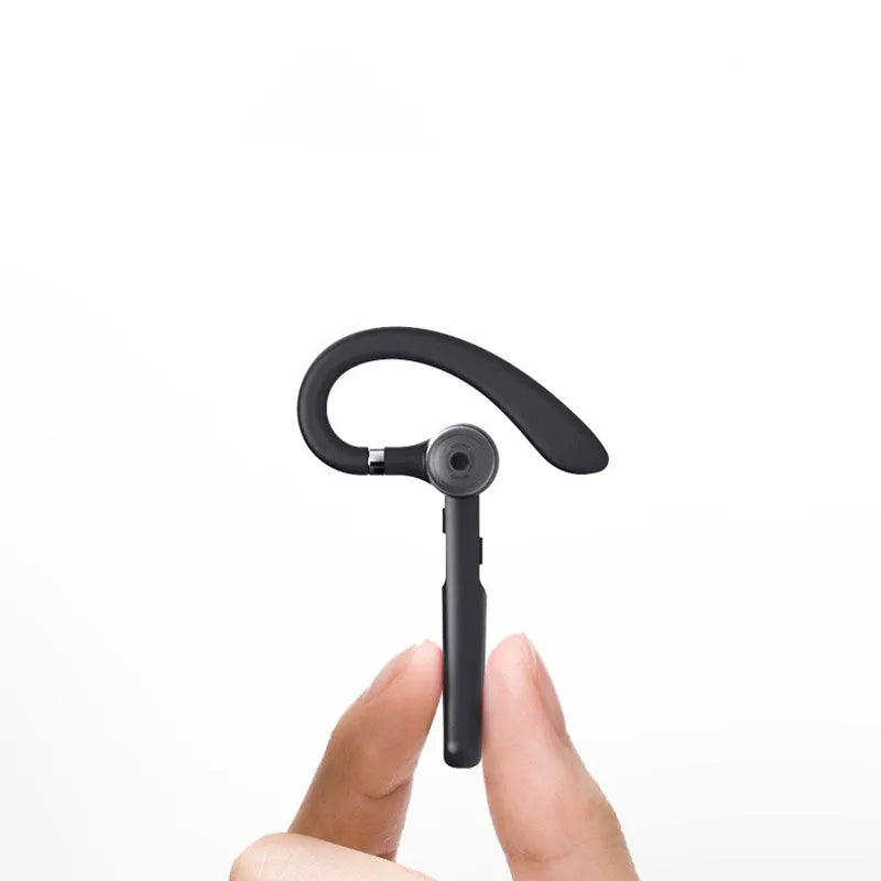 Black mono Bluetooth headset with over-ear hook and active noise cancellation, IPX6 waterproof rated