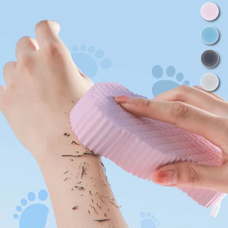 White 3D bath sponge with fish scale pattern texture for body exfoliation