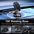 Stainless steel magnetic car phone holder with foldable bracket and 360-degree rotation