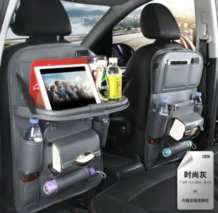 PU leather car seat back hanging storage bag with pockets in multiple colour options
