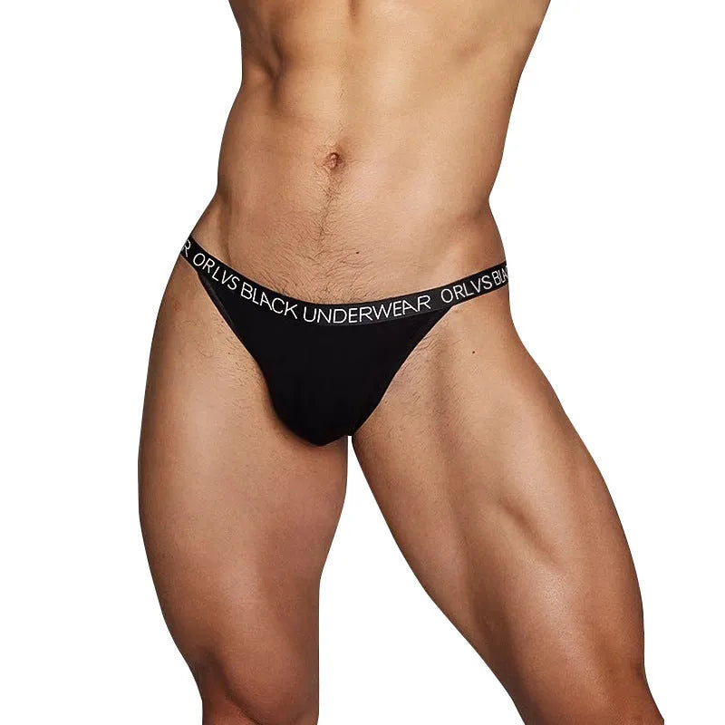 Men's high fork modal briefs in black, low waist knitted underwear with breathable fabric