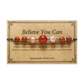 Red stone bracelet with sunstone, redstone and copper beads in geometric design