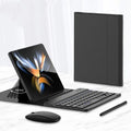 Folding PU leather case with Bluetooth keyboard, mouse, and stylus for Samsung Fold series, coffee brown colour